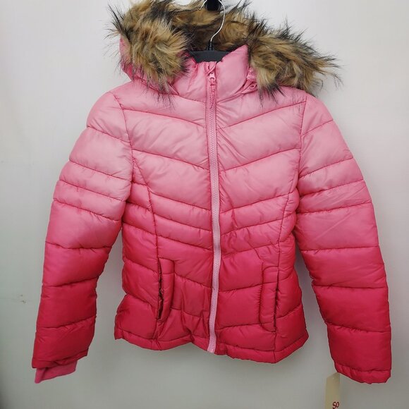 SO * GRADIENT PINK THERMAL HOODED PUFFER JACKET COAT FOR GIRLS SIZE: 10/12 NWT - Picture 1 of 9